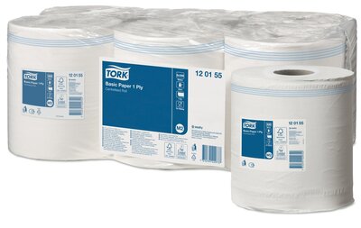 Tork Basic Centerfeed Poetspapier Universal 1-laags wit, M2, 6rol/pak