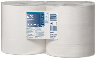 Tork Wiping Combi Rol Poetspapier 1-laags wit, W1/W2, 2rol/pak
