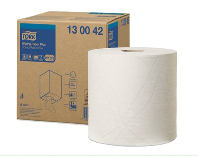 Tork Wiping Plus Combi Rol Poetspapier 2-laags wit, W1/W2/W3, per stuk