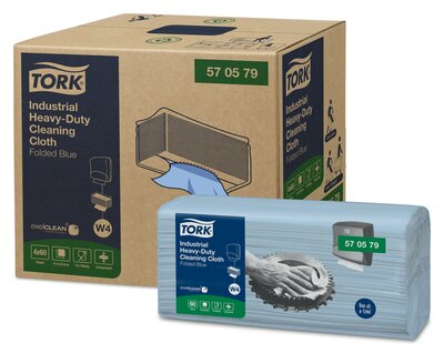 Tork Industrial Heavy-Duty Gevouwen Reinigingsdoek 1-Laags Blauw W4,  4x60st, 240st/doos 