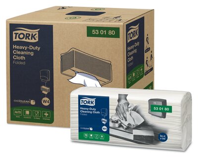 Tork Heavy-Duty Gevouwen Reinigingsdoek XL, wit W4, 1-laags, 61,5x35,5cm, 4x70st, 280st/doos 