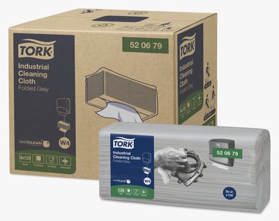 Tork Industrial Gevouwen 1-Laags Reinigingsdoek grijs W4, 4x120st, 480st/doos 