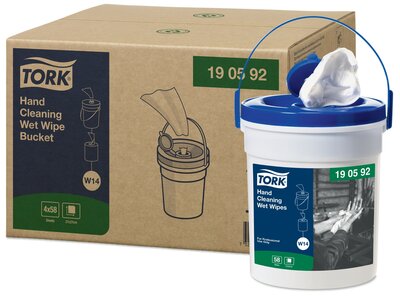 Tork Premium Wet Wipe Handreiniger 1-Laags W14,  58vel/emmer, 4emmers/doos 