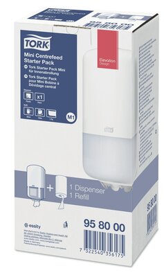 Tork Centerfeed Mini Dispenser Starterpack M1 Wit, per stuk