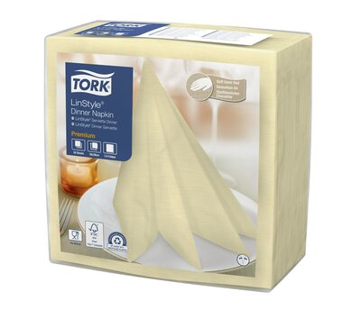 Tork Linstyler Servet Premium 1/4 vouw 1-Laags Champagne 39X39Cm 12x50st, 600st/doos