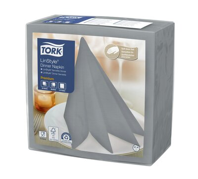 Tork Linstyle  Premium servet 1/4 vouw 1-Laags Grijs, 12x50st, 600st/doos
