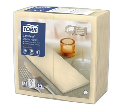 Tork LinStyle Servet 1/8 vouw 1-laags creme, 12x50st, 600st/doos