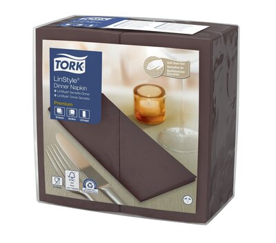 Tork Linstyle Servet 1/8 vouw 1-Laags donkerbruin, 12x50st, 600st/doos