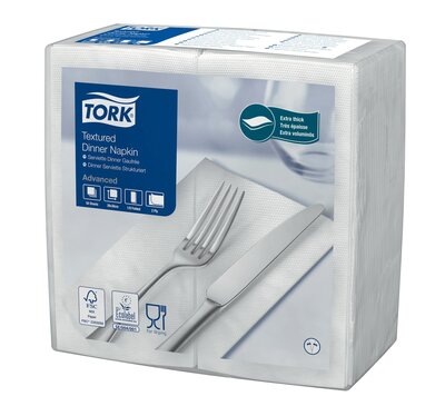 Tork Textured Dinnerservet 2-Laags Biscuit 1/8 vouw 20x50st, 1.000st/doos