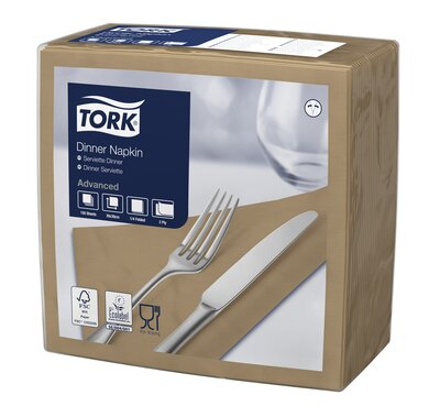 Tork Dinnerservet  2-Laags 1/4 vouw Biscuit, 12x150st, 1.800st/doos