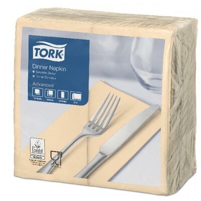 Tork Dinnerservet 2-Laags Zand 1/8 vouw, 12x150st, 1.800st/doos