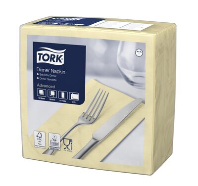 Tork Dinnerservet 2-Laags Champagne 1/8 vouw, 12x150st, 1.800st/doos