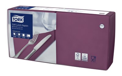 Tork Soft Lunchservet  3-Laags Paars 1/4 vouw, 10x150st, 1.500st/doos