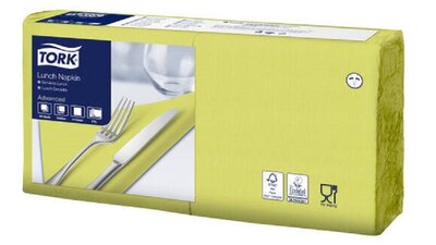Tork Soft Lunchservet  3-Laags Limoen 1/4 vouw, 10x150st, 1.500st/doos
