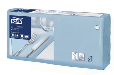 Tork Lunchservet  2-Laags Lichtblauw 1/4 vouw, 10x200st, 2.000st/doos