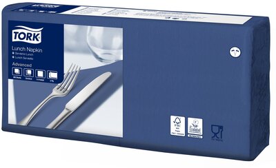 Tork Lunchservet  2-Laags Donkerblauw 1/4 vouw, 10x200st, 2.000st/doos