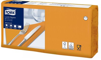 Tork Lunchservet  2-Laags Oranje 1/4 vouw, 10x200st, 2.000st/doos