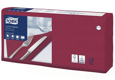 Tork Lunchservet  2-Laags Bordeauxrood 1/4 vouw, 10x200st, 2.000st/doos