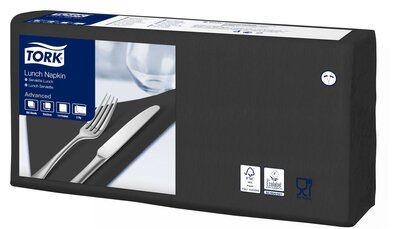 Tork Lunchservet  2-Laags Zwart 1/4 vouw, 10x200st, 2.000st/doos