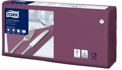 Tork Lunchservet  2-Laags Paars 1/4 vouw, 10x200st, 2.000st/doos