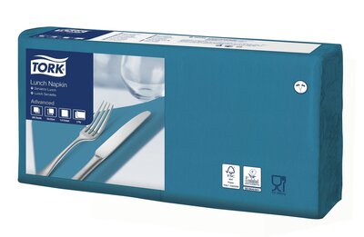 Tork Lunchservet  2-Laags Blauwgroen 1/4 vouw, 10x200st, 2.000st/doos