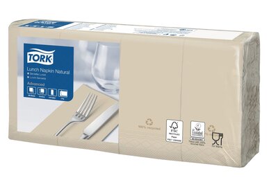 Tork Lunchservet  2-Laags Naturel 1/8 vouw, 10x200st, 2.000st/doos