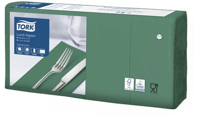 Tork Lunchservet  2-Laags Donkergroen 1/8 vouw, 10x200st, 2.000st/doos