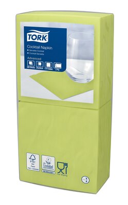 Tork Cocktailservet  2-Laags Limoen 1/4 vouw, 12x200st, 2.400st/doos