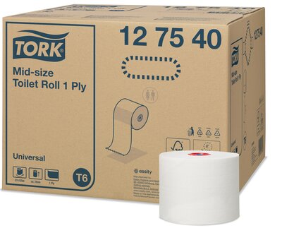 Tork Mid-size Toiletpapier 1 laags Wit T6 Universal