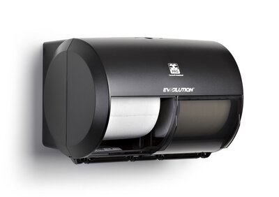 BulkySoft Evsolution 2-Roll Coreless Toiletpapier Dispenser Zwart Horizontaal