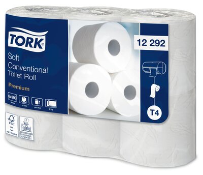 Tork Zacht Traditioneel Toiletpapier Premium T4 2-laags 23mtr/9,4cm 200vel