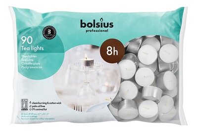 Bolsius Theelichten zak a 90 stuks, branduren 8 uur