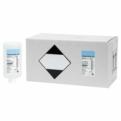 Denteck Handalcohol 70% dun 12x 500ml (voor elleboog dispenser)
