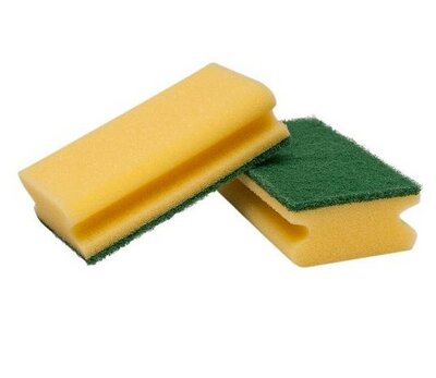 Schuurspons met handgreep Geel/Groen