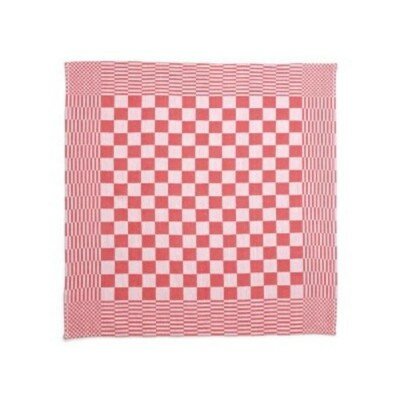 Theedoeken geblokt Rood, 70x70cm pak 1x6 stuks