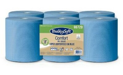 Bulkysoft Midi poetsrollen Blauw 1 laags 300mt. pak a 1x6 rol