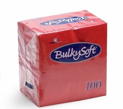 Bulkysoft servetten 2lgs 33x33cm, doos 2000 stuks - Rood