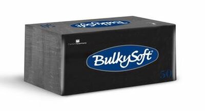 Bulkysoft servetten 2lgs 33x33cm, doos 2000 stuks - 1/8 Vouw Zwart