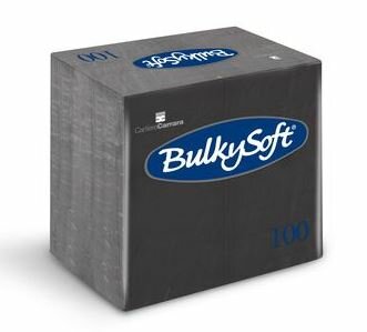 Bulkysoft servetten 3lgs 40x40cm, doos 1000 stuks - 1/8 Vouw Zwart