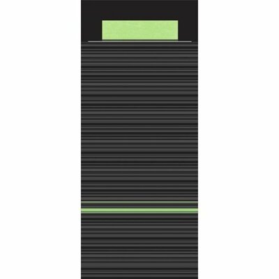 Europochette Bestekzakjes LIMA Zwart - Pistache met Pistache servet ds. 500 stuks