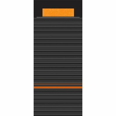 Europochette Bestekzakjes LIMA Zwart - Orange met Orange servet ds. 600 stuks