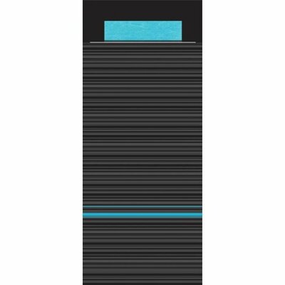 Europochette Bestekzakjes LIMA Zwart - Turquoise met Turquoise servet ds. 600 stuks