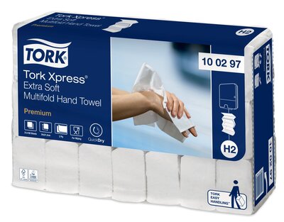 Tork Xpress Extra Zachte Multifold Handdoek Premium H2 2-laags Wit 2100 stuks (21 x 100).
