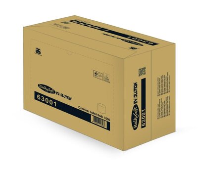 BulkySoft Coreless Toiletpapier cellulose, 1000vel pak 36rol x 105m. (kokerloos)