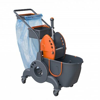 iVo Giotto Dubbele Mopemmer 15L+10L met Onderstel LT50, Moppers en Duwbeugel, Afvalunit en Tray