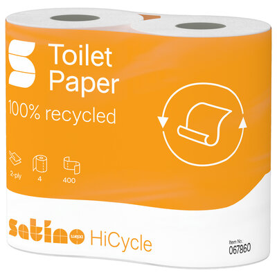 Satino HiCycle toiletpapier recycled wit 400vel pak 40rol 2 laags MT1