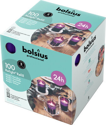 Bolsius refills  ReLights Paars ds. 100 stuks - 24 uur