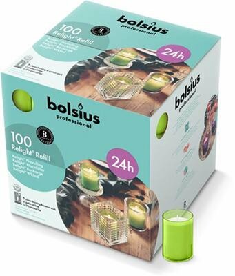 Bolsius refills ReLights Lime Groen ds. 100 stuks - 24 uur