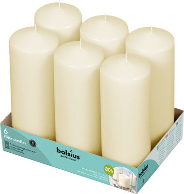 Bolsius Stompkaarsen 200/68 Ivoor tray 6 stuks 80 branduren
