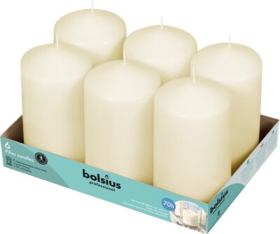 Bolsius Stompkaarsen 150/78 Ivoor tray 6 stuks 70 branduren